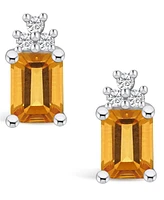 Macy's Citrine (3-1/5 ct. t.w.) and Diamond (1/5 ct. t.w.) Stud Earrings in 14K Gold