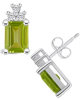 Macy's Peridot (3-3/8 ct. t.w.) and Diamond (1/5 ct. t.w.) Stud Earrings in 14K Gold