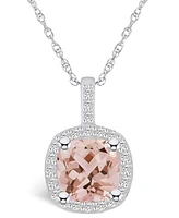 Macy's Morganite (2 Ct. T.w.) and Diamond (1/4 Ct. T.w.) Halo Pendant Necklace in 14K Gold