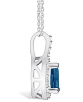 Macy's London Blue Topaz (1 Ct. T.w.) and Diamond (1/5 Ct. T.w.) Halo Pendant Necklace in 14K Gold