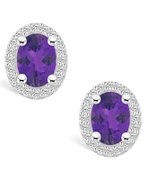 Macy's Amethyst (2-3/8 ct. t.w.) and Diamond (3/8 ct. t.w.) Halo Stud Earrings in 14K Gold