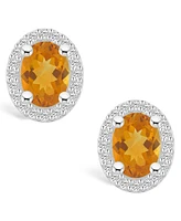 Macy's Citrine (2-3/8 ct. t.w.) and Diamond (3/8 ct. t.w.) Halo Stud Earrings in 14K Gold