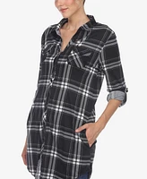 White Mark Women's Plaid Tunic Top Shirt