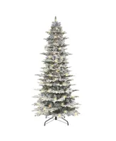 9' Pre-Lit Slim Flocked Aspen Fir Tree with 700 Underwriters Laboratories Clear Incandescent Lights, 1451 Tips