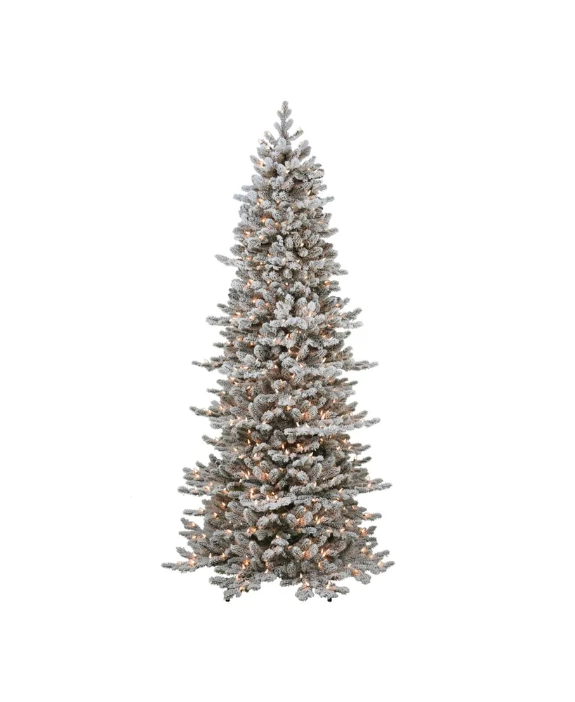 Puleo 6.5FT Pre-Lit Flocked Slim Royal Majestic Douglas Fir Downswept Tree