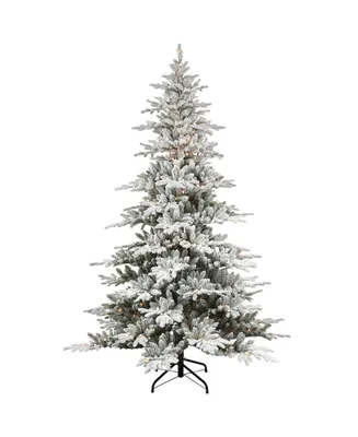 6.5' Pre-Lit Flocked Utah Fir Tree with 350 Underwriters Laboratories Clear Incandescent Lights, 1569 Tips