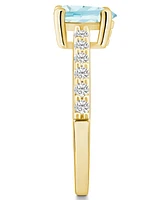 Macy's Aquamarine (3/4 Ct. T.w.) and Diamond (1/3 Ring 14K Yellow Gold