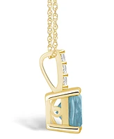 Macy's Aquamarine ( Ct. T.w.) and Diamond Accent Pendant Necklace in 14K Gold