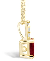 Macy's Garnet (1-1/2 Ct. T.w.) and Diamond Accent Pendant Necklace in 14K Yellow Gold