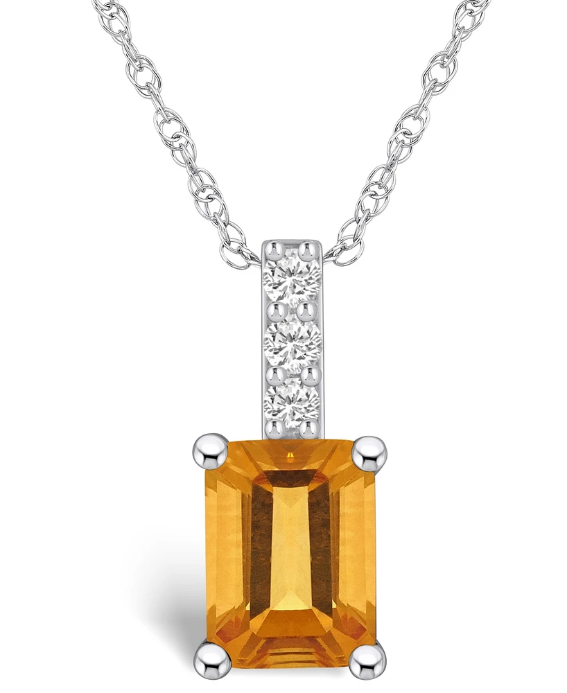 Macy's Citrine (1-5/8 Ct. T.w.) and Diamond Accent Pendant Necklace in 14K Gold