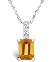 Macy's Citrine (1-5/8 Ct. T.w.) and Diamond Accent Pendant Necklace in 14K Gold