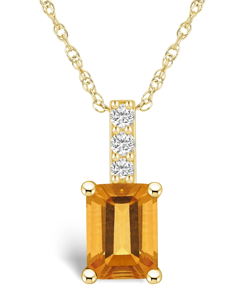 Macy's Citrine (1-5/8 Ct. T.w.) and Diamond Accent Pendant Necklace in 14K Yellow Gold