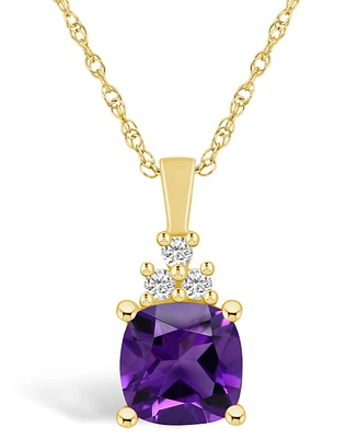 Macy's Amethyst (2 Ct. T.w.) and Diamond (1/10 Ct. T.w.) Pendant Necklace in 14K Yellow Gold