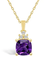 Macy's Amethyst (2 Ct. T.w.) and Diamond (1/10 Ct. T.w.) Pendant Necklace in 14K Yellow Gold