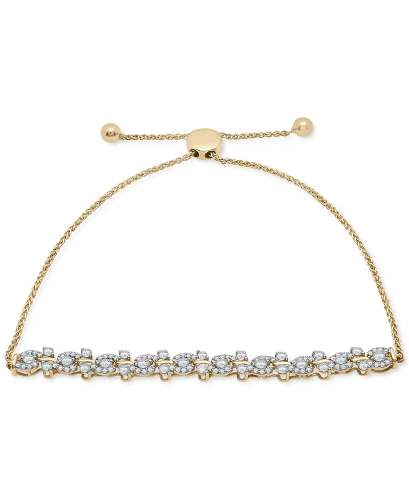 Wrapped in Love Diamond Swirl Cluster Bolo Bracelet (1 ct. t.w.) in 14k Gold, Created for Macy's