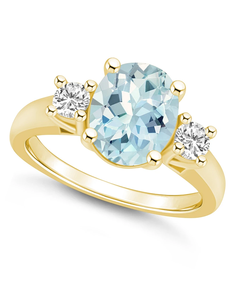 Macy's Aquamarine and Diamond Ring (2-1/2 ct.t.w 1/3 ct.t.w) 14K Yellow Gold