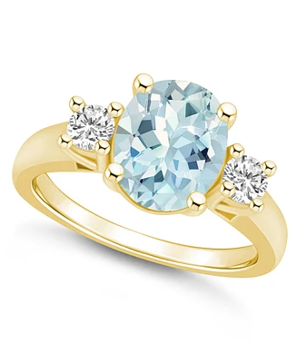 Macy's Aquamarine and Diamond Ring (2-1/2 ct.t.w 1/3 ct.t.w) 14K Yellow Gold
