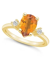 Macy's Citrine and Diamond Ring (1-3/4 ct.t.w 1/10 ct.t.w) 14K Yellow Gold