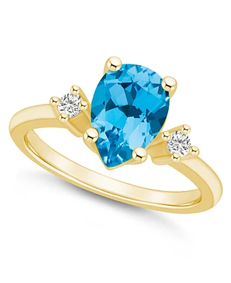 Macy's Blue Topaz and Diamond Ring (2-1/2 ct.t.w 1/10 ct.t.w) 14K Yellow Gold