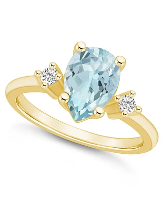 Macy's Aquamarine and Diamond Ring (1-5/8 ct.t.w 1/10 ct.t.w) 14K Yellow Gold