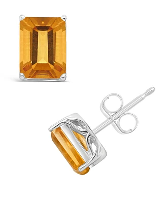 Macy's Citrine (3-1/5 ct. t.w.) Stud Earrings in 14K White Gold
