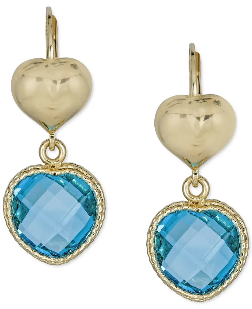 Swiss Blue Topaz Heart Drop Earrings (9 ct. t.w.) in 14k Gold-Plated Sterling Silver