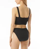 Michael Michael Kors Womens O Ring Bikini Top Textured High Leg Bikini Bottoms