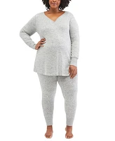 Motherhood Maternity Plus Size Henley Maternity & Nursing Sleep Top