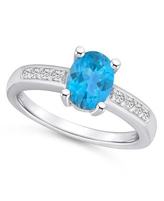 Macy's Blue Topaz and Diamond Ring (1- 5/8 ct.t.w 1/8 ct.t.w) 14K Gold