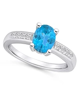 Macy's Blue Topaz and Diamond Ring (1- 5/8 ct.t.w 1/8 ct.t.w) 14K Gold