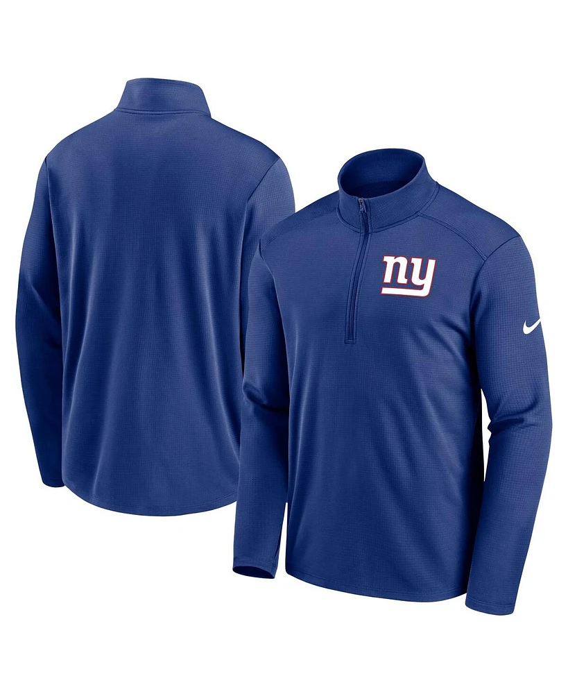 Men's Nike Royal New York Giants Logo Pacer Performance Half-Zip Jacket