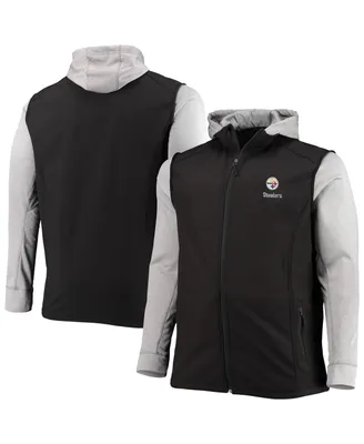 Men's Dunbrooke Black and Gray Pittsburgh Steelers Big and Tall Alpha Full-Zip Hoodie Jacket