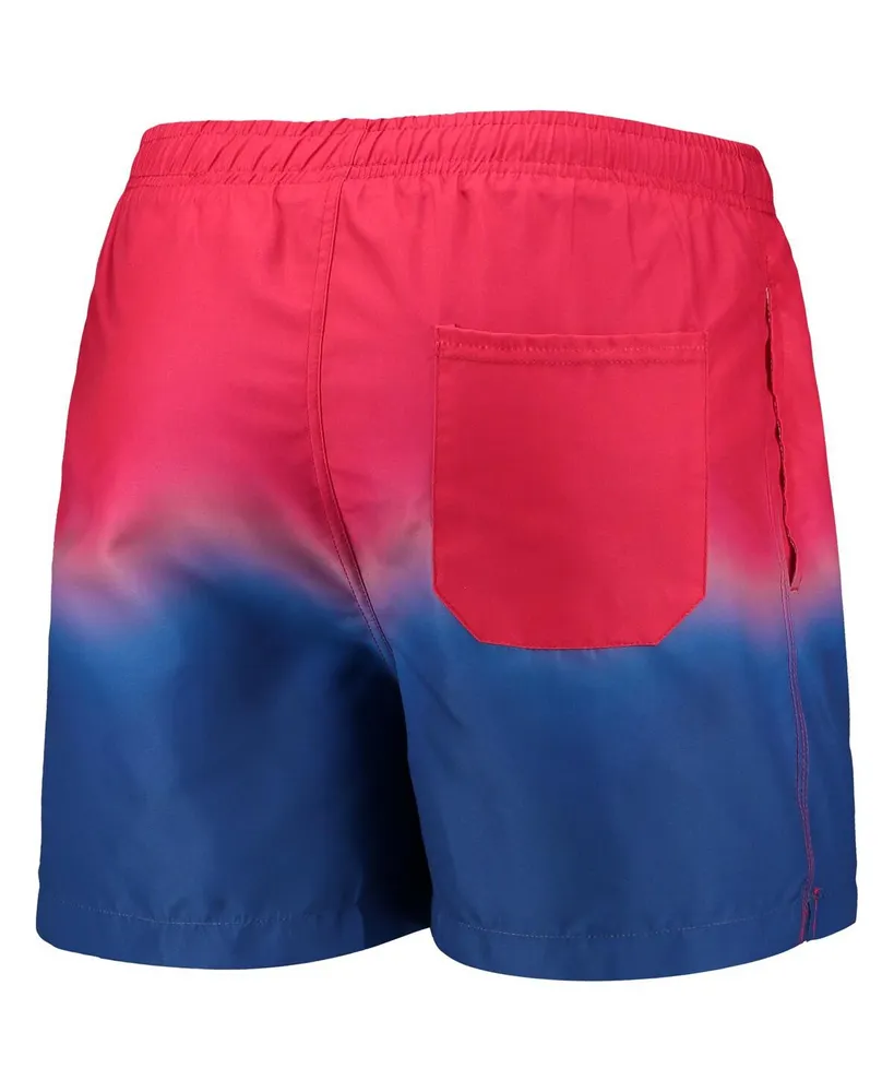 Men's Foco Red, Royal New England Patriots Retro Dip-Dye Swim Shorts