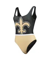 Women's Foco Black New Orleans Saints Team One-Piece Swimsuit