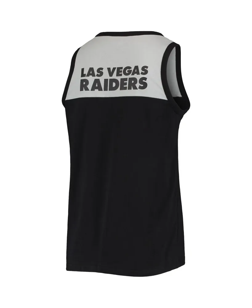 Men's Starter Black, Silver Las Vegas Raiders Team Touchdown Fashion Tank Top