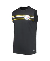 Men's New Era Black Pittsburgh Steelers Brushed Sleeveless Tank Top