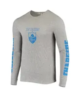 Men's Junk Food Heathered Gray Los Angeles Chargers Heavyweight Thermal Long Sleeve T-shirt