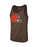 Men's Majestic Threads Nick Chubb Heathered Brown Cleveland Browns Name and Number Tri-Blend Tank Top