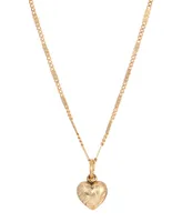 2028 14k Gold-Plated Small Puffed Heart Floral Pattern Necklace