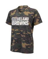 Women's Nick Chubb Camo Cleveland Browns Name and Number V-Neck T-shirt