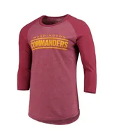 Men's Washington Commanders Majestic Threads Burgundy Wordmark 3/4-Sleeve Raglan Tri-Blend T-shirt