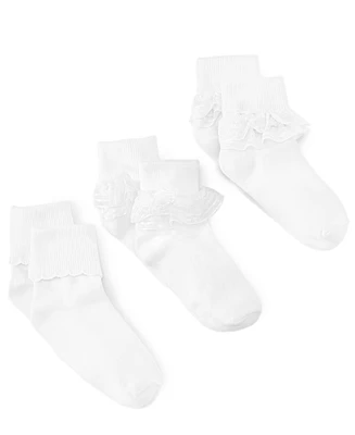 Trimfit 3-Pack Decorative Socks, Little Girls & Big