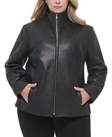 Cole Haan Womens Plus Leather Jacket
