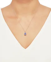 Tanzanite (3/4 ct. t.w.) & Diamond (1/10 ct. t.w.) Halo 18" Pendant Necklace in 14k White Gold