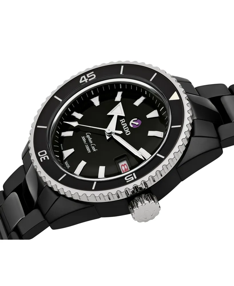 Rado Men's Swiss Automatic Captain Cook Diver Black Ceramic Bracelet Watch 43mm