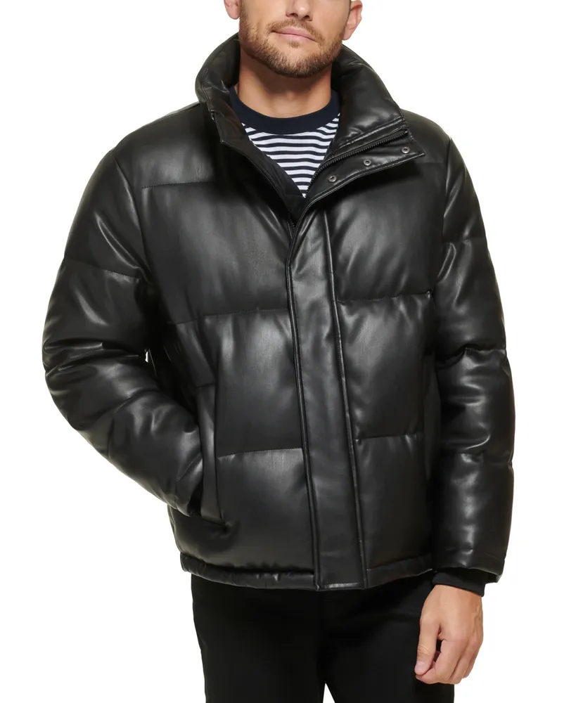 Calvin Klein Men's Faux Leather Classic Puffer Jacket