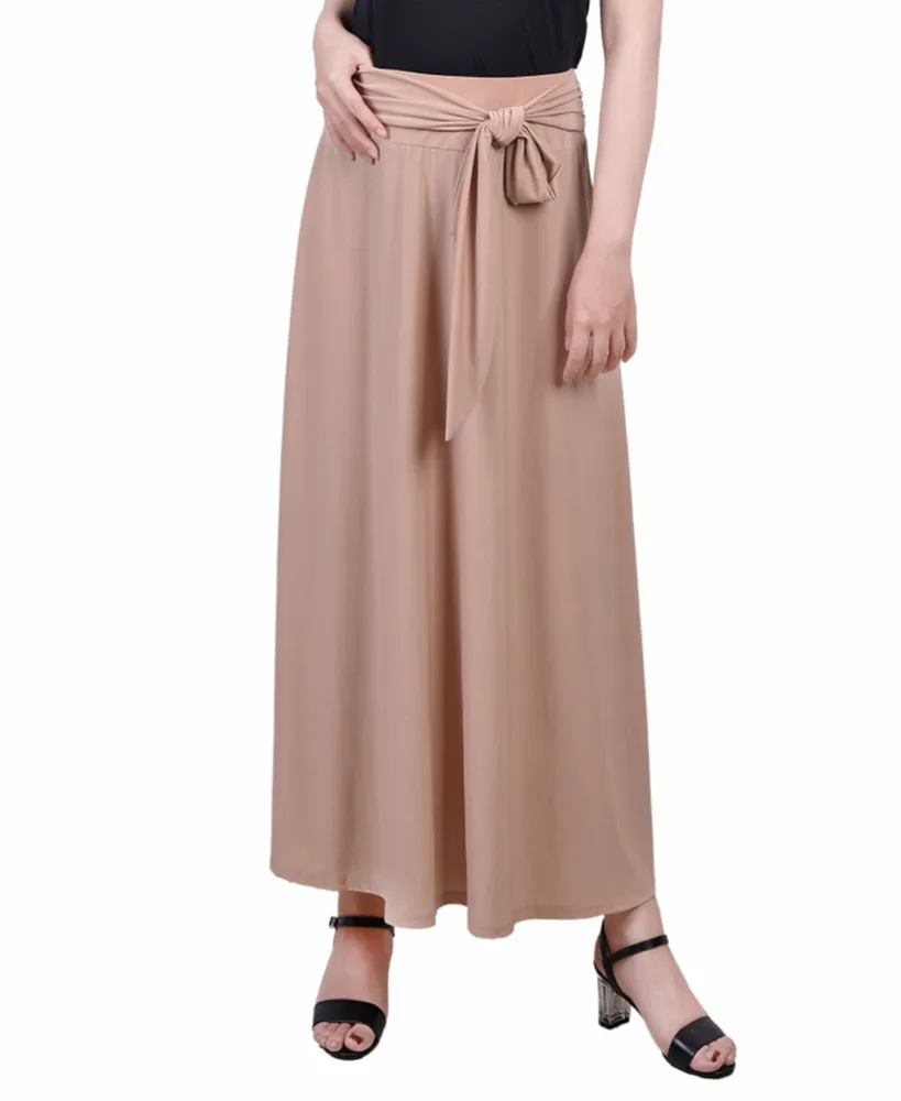 Ny Collection Petite Solid Maxi Skirt with Sash Waist Tie