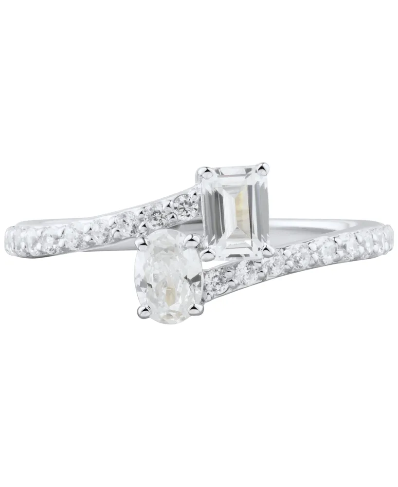 Diamond Oval & Octagon Bypass Engagement Ring (1 ct. t.w.) in 14k White Gold