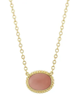 Genuine Coral Pendant Necklace in 14k Yellow Gold, 18" + 1" extender