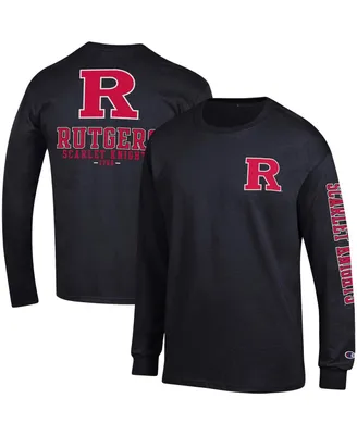Men's Champion Black Rutgers Scarlet Knights Team Stack Long Sleeve T-shirt